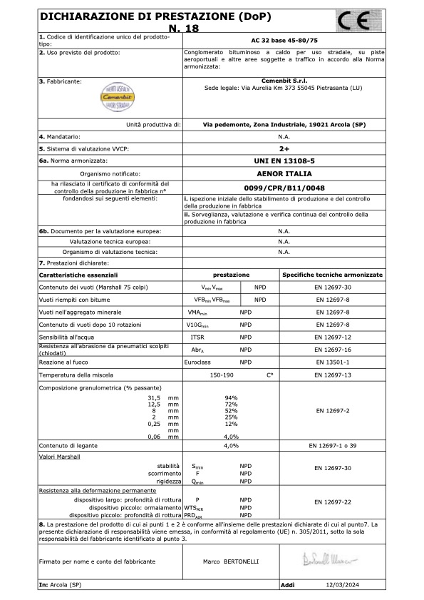 DoP Tout Venant 0-40 modificato